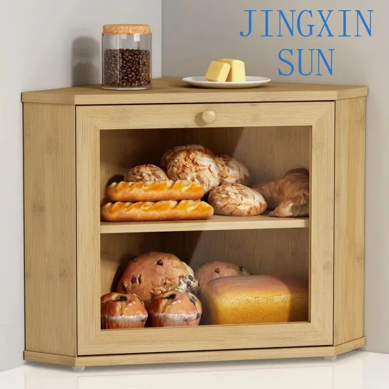 2 Tier Bamboo Corner Bread Box - Kitchen Baking Corner 评论和价格