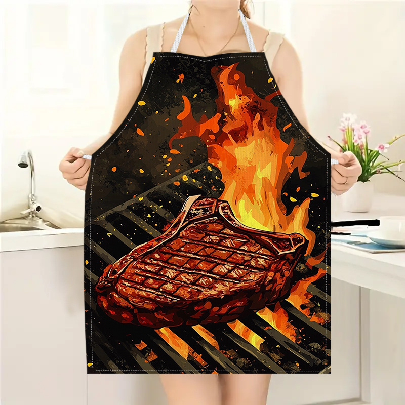 1pc BBQ Steak Apron with Flame - Kitchen Baking Gift Ideas 评论和价格