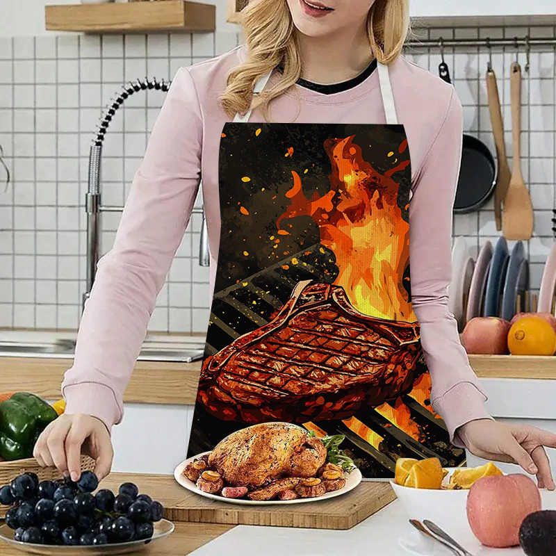 1pc BBQ Steak Apron with Flame - Kitchen Baking Gift Ideas 评论和价格