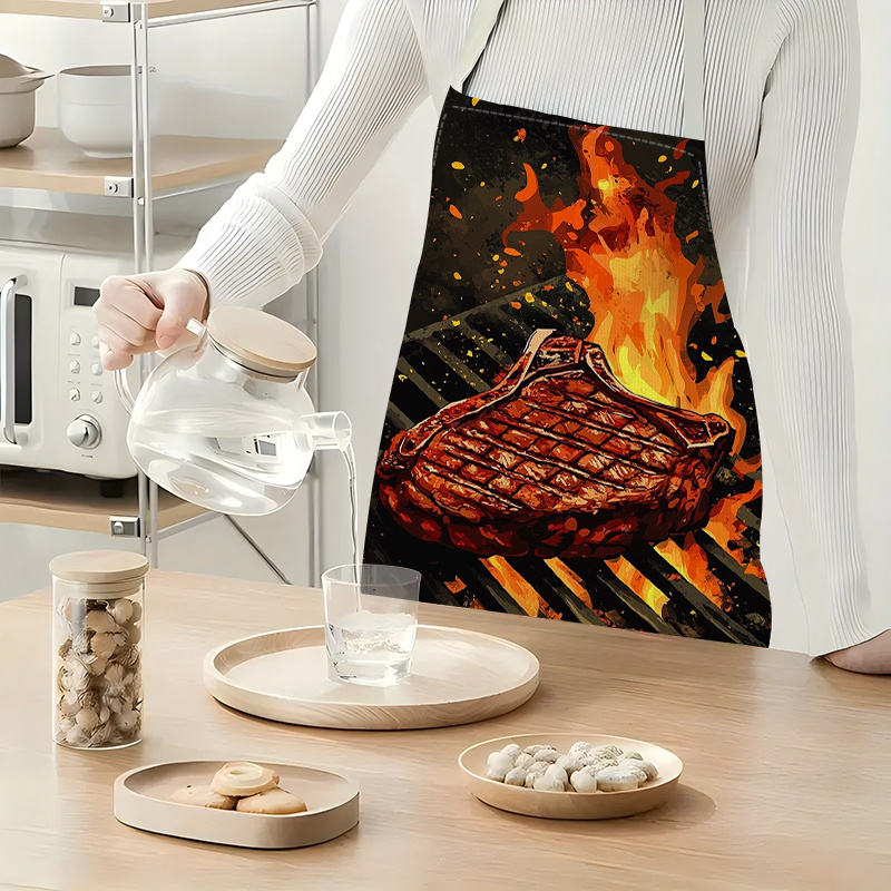 1pc BBQ Steak Apron with Flame - Kitchen Baking Gift Ideas 评论和价格