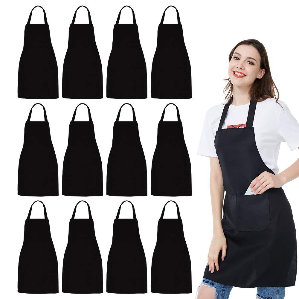 12 Pack Bib Apron - Unisex Bla - Kitchen Baking Drawing 评论和价格