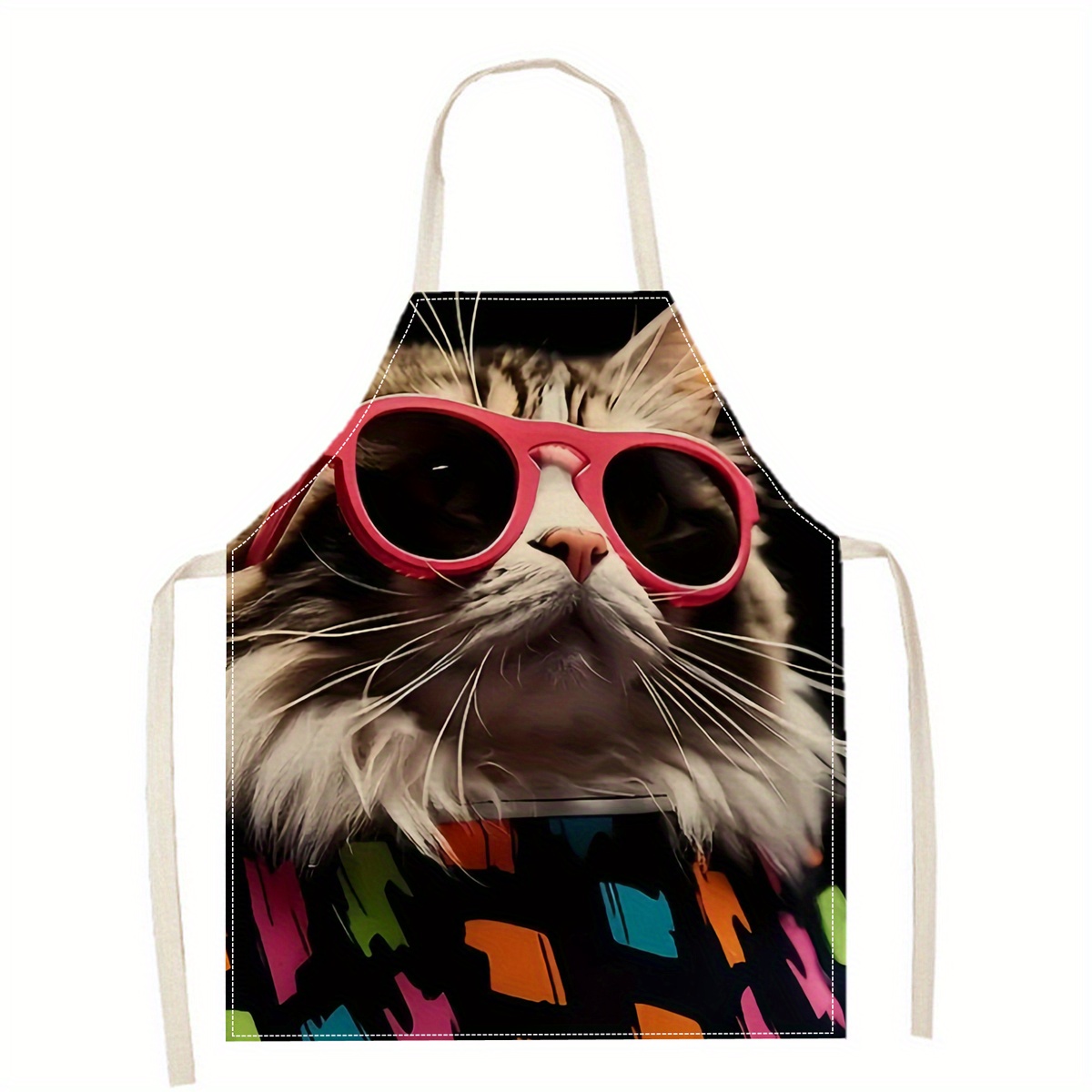 Linen Apron Funny Cat Sunglass - Kitchen Baking Gift Ideas 评论和价格